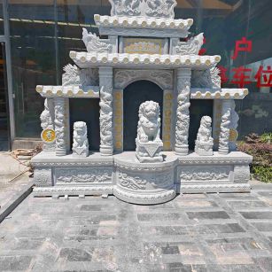 拉萨芝麻白中国黑石材套墓 花岗岩墓碑